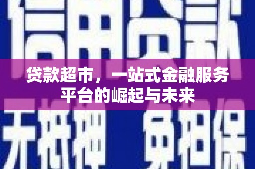 兴文贷款超市，一站式金融服务平台的崛起与未来